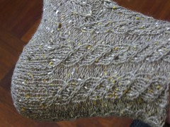cable twist socks heel view
